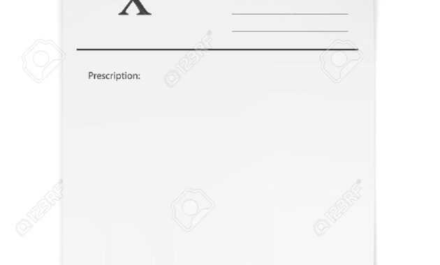 Blank Rx Prescription Form Isolated On White Background intended for Blank Prescription Form Template