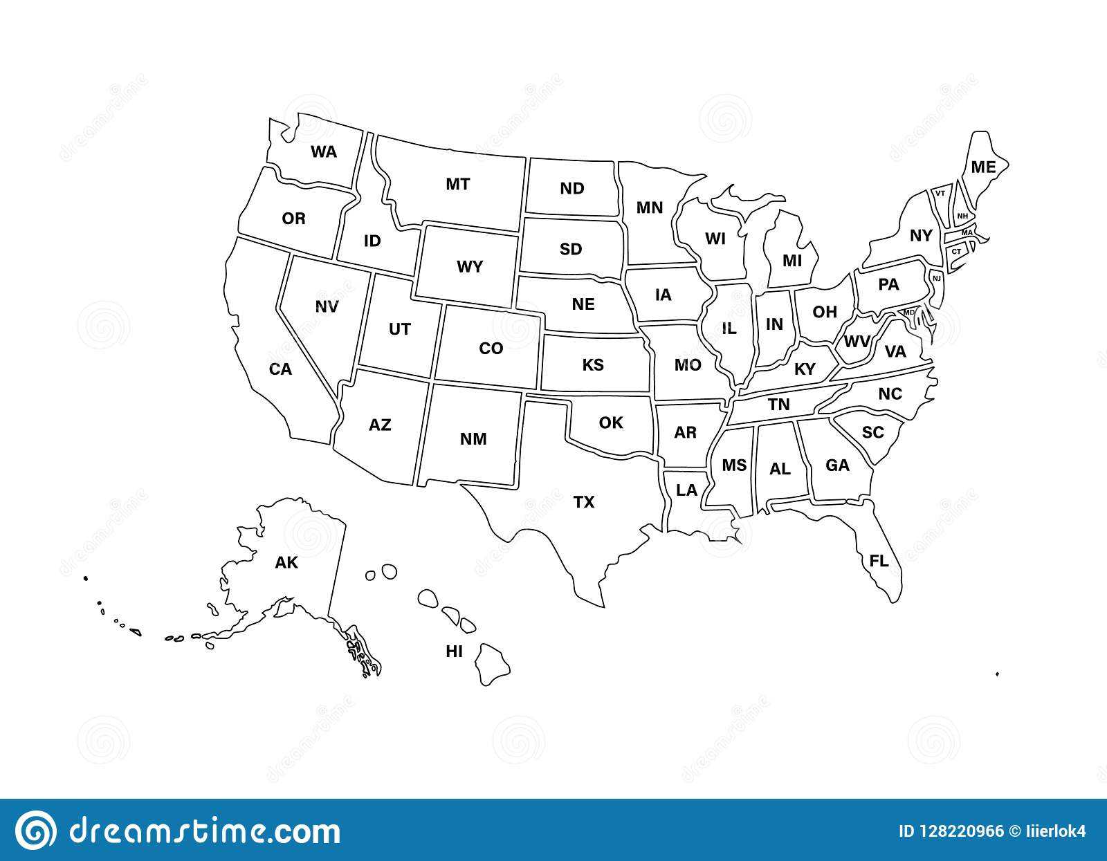 Blank Similar Usa Map Isolated On White Background. United Pertaining To Blank Template Of The United States