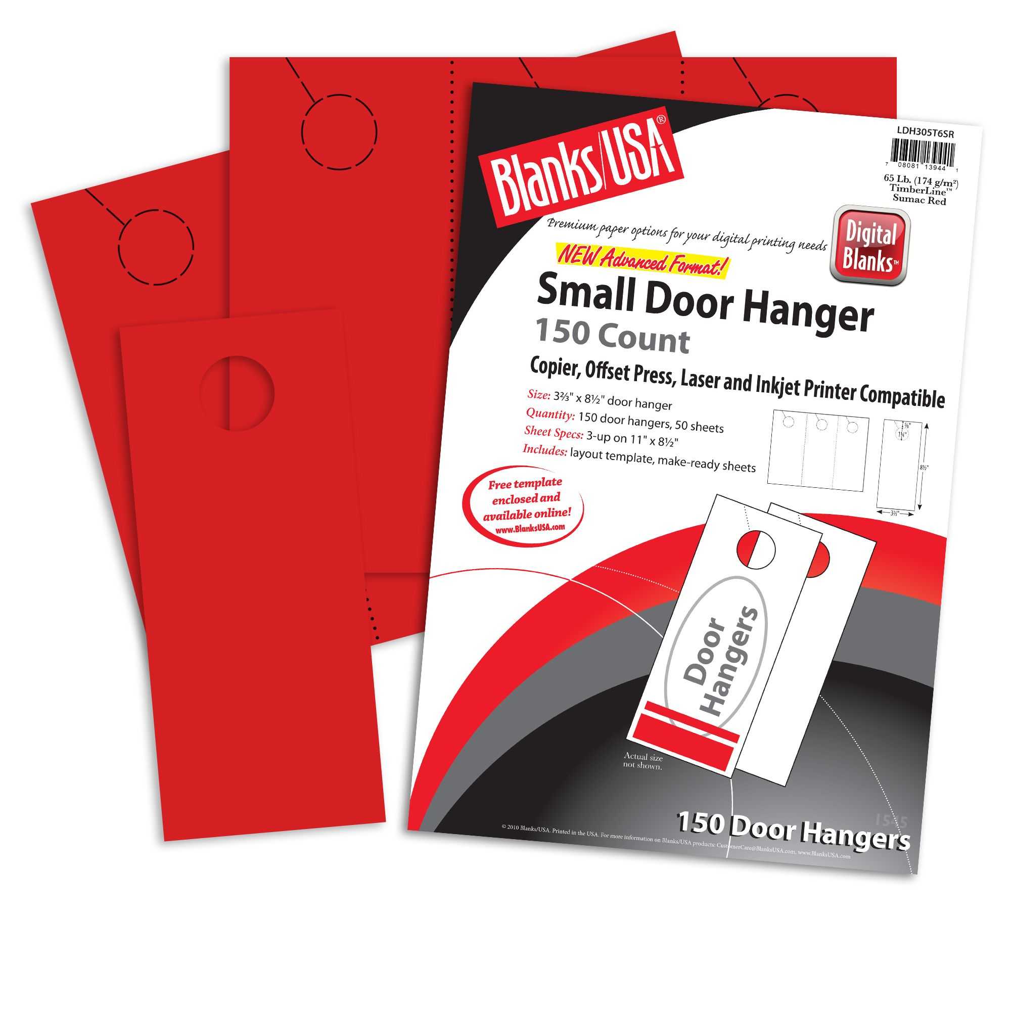 Blanks Usa Sumac Red Small Door Hangers - 11 X 8 1/2 In 65 Lb Cover 30%  Recycled Pre Cut 50 Per Package Pertaining To Blanks Usa Templates