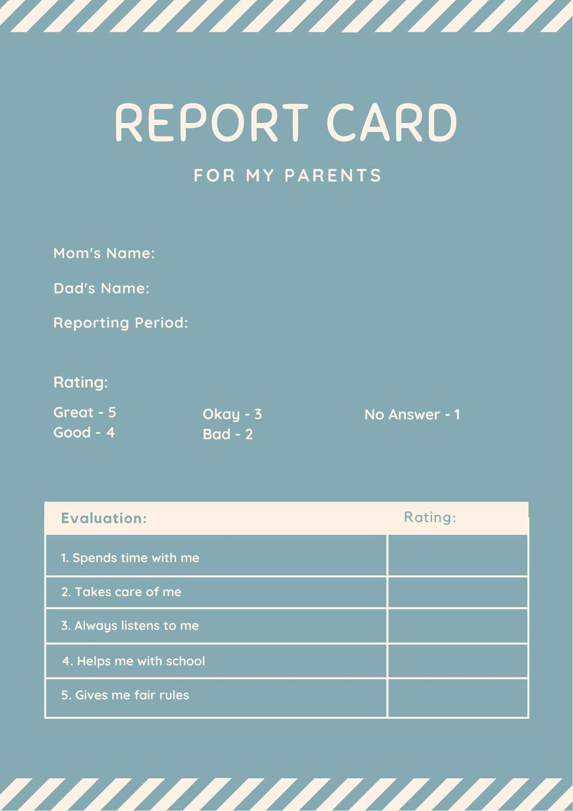 Blue Lines Parent Report Card – Templatescanva Inside Boyfriend Report Card Template