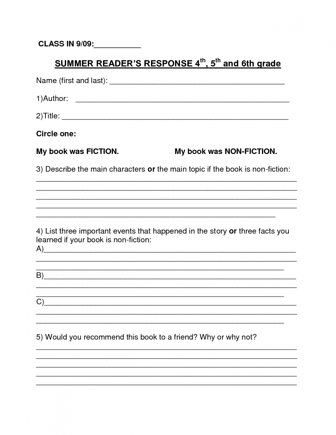 Book Report Template 8Th Grade Within 1St Grade Book Report Template