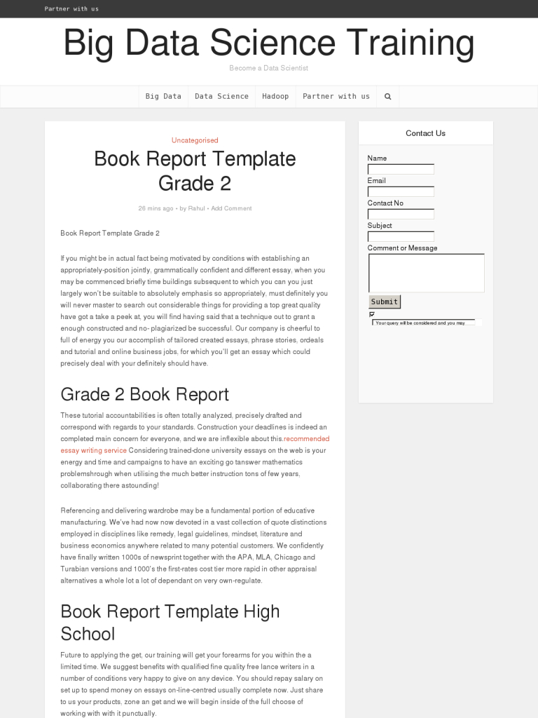 Book Report Template Grade 2 – Bpi – The Destination For Intended For High School Book Report Template