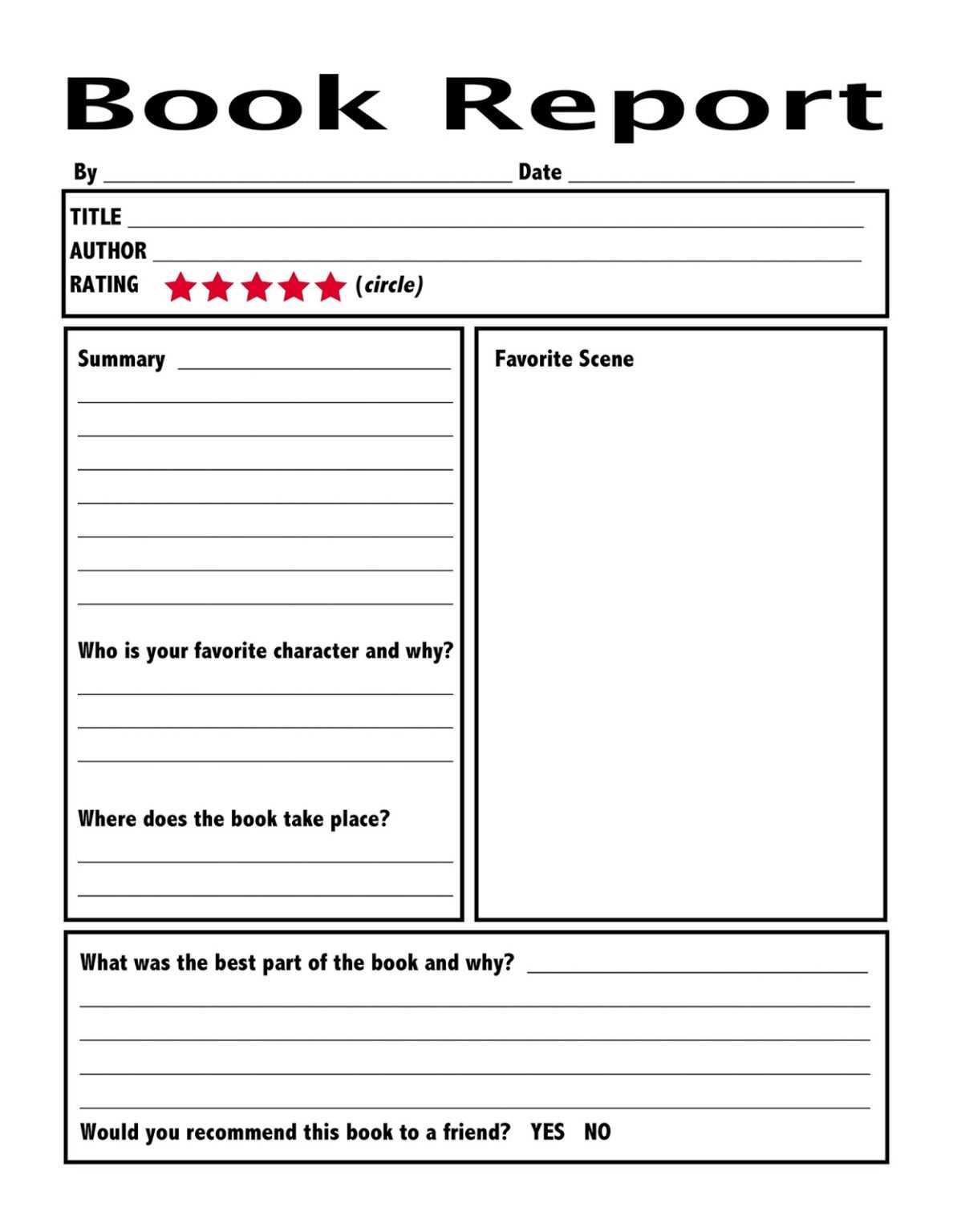 book review templates for middle school
