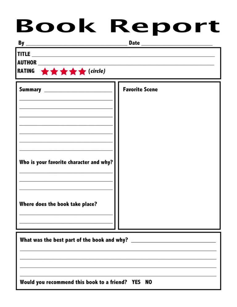 book report middle school template pdf