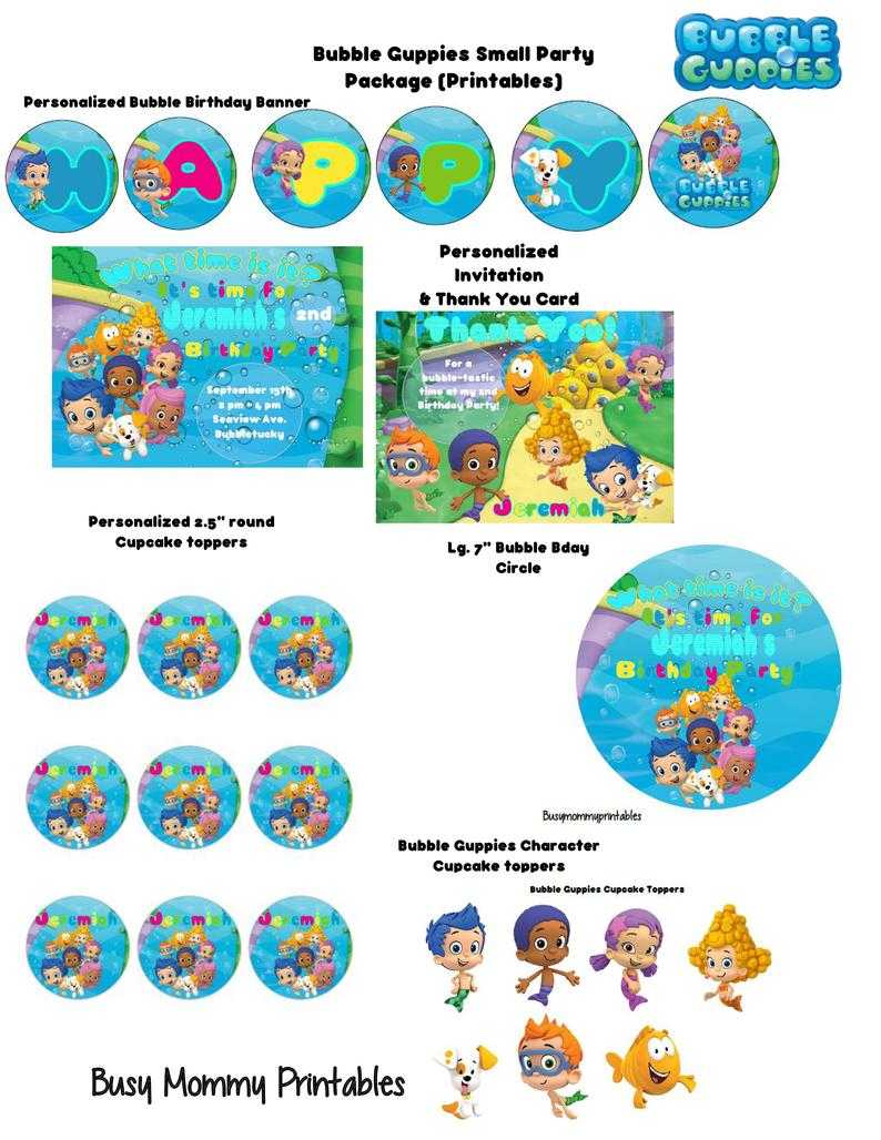 Bubble Guppies Party Package/ Bubble Guppies Birthday/ Personalized/digital  Download Pertaining To Bubble Guppies Birthday Banner Template