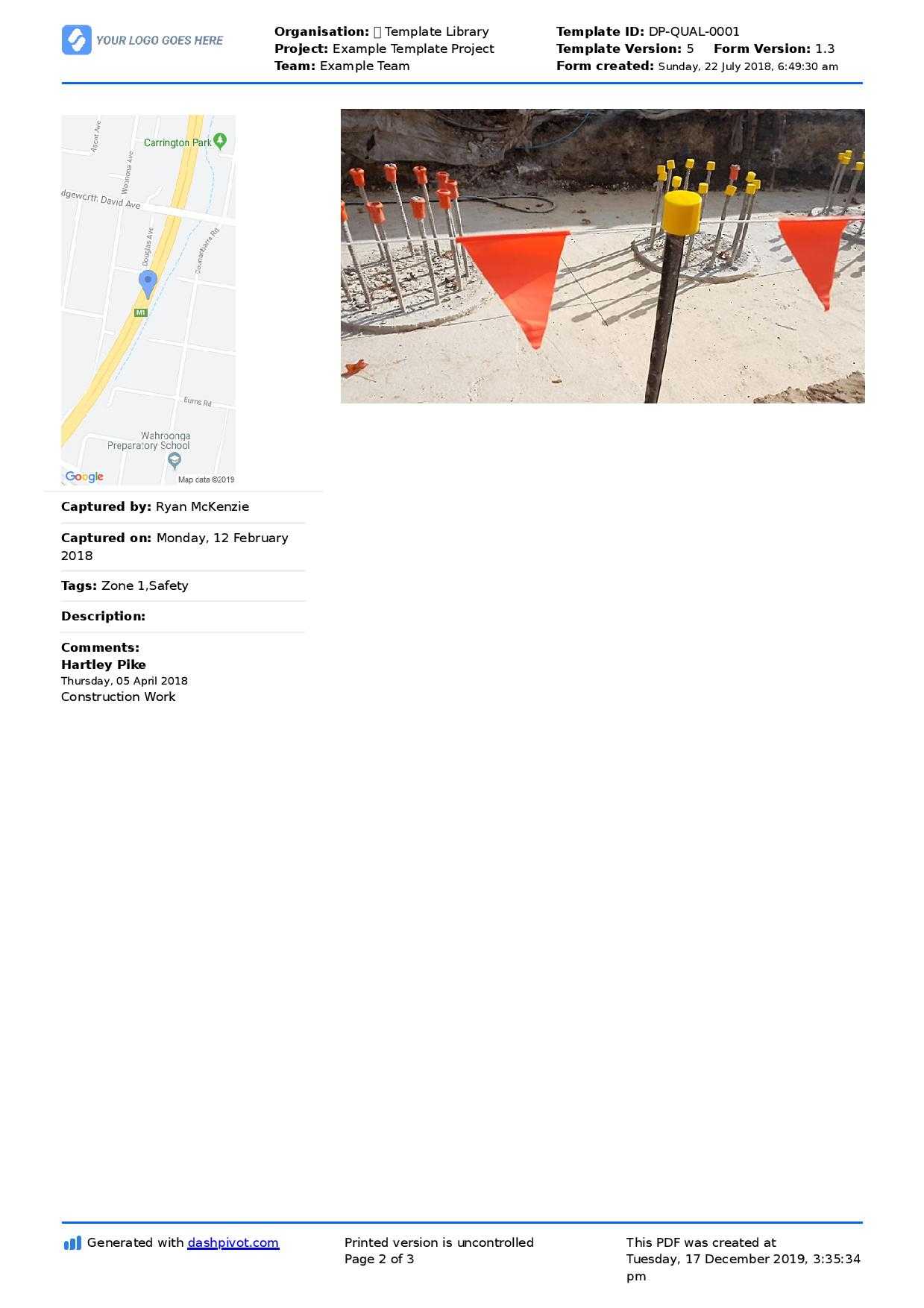 Building Defect Report: Free Sample And Editable Template intended for Building Defect Report Template Building Defect Report: Free Sample And Editable Template Intended For Building Defect Report Template