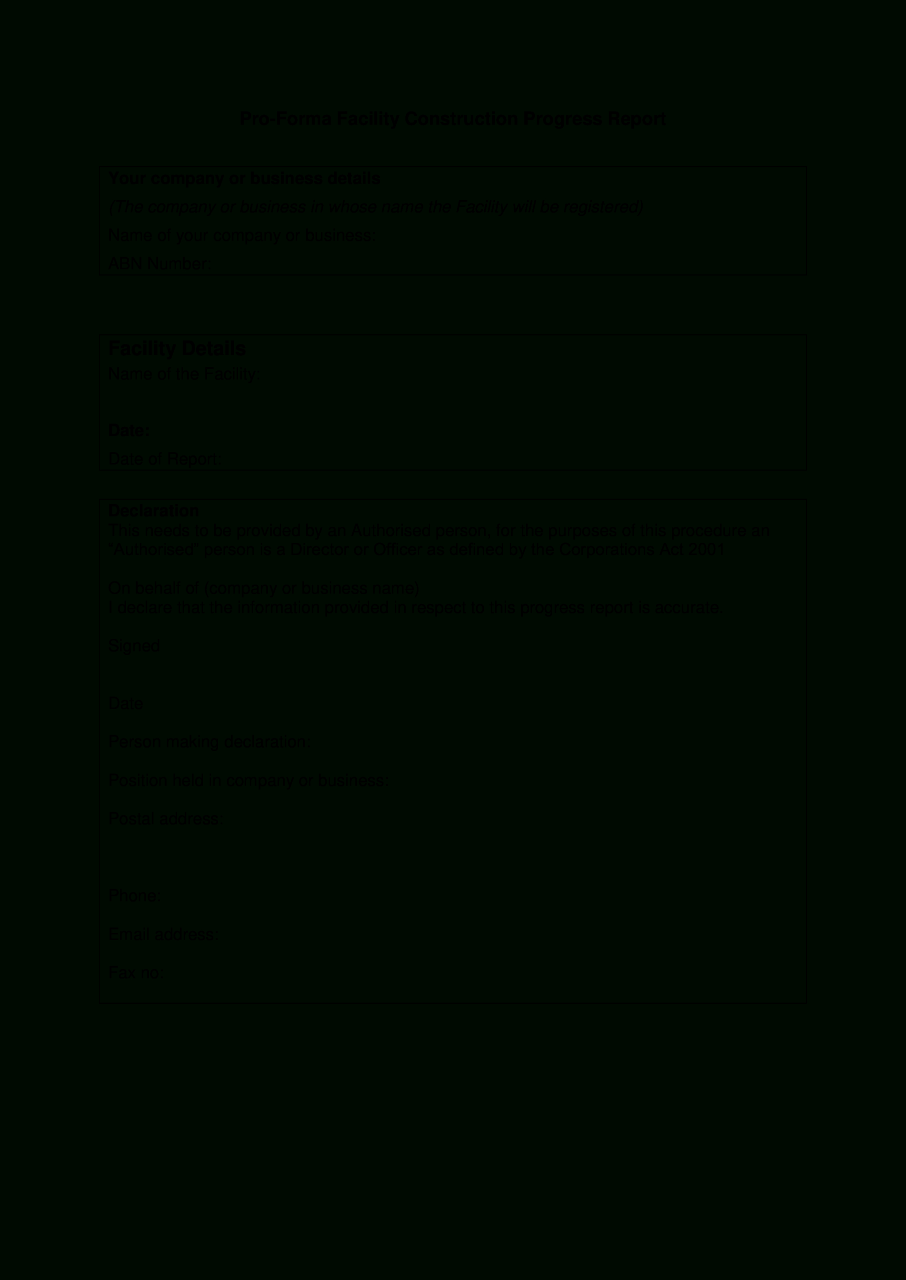 Business Progress Report | Templates At Inside Company Progress Report Template
