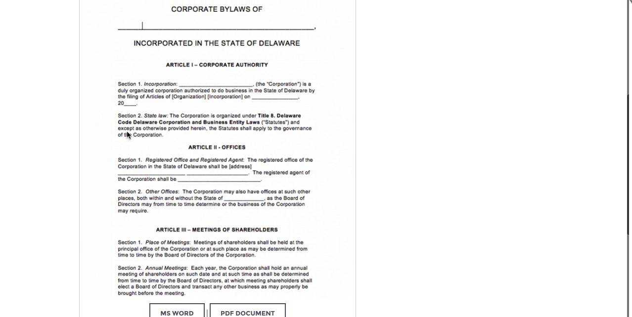 Bylaws Template Word – Calep.midnightpig.co For Corporate Bylaws Template Word