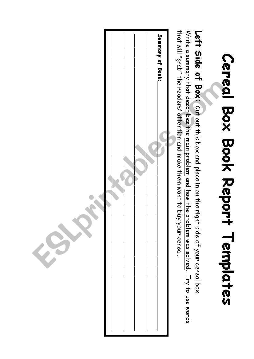 Cereal Box Book Report – Esl Worksheetalmodlin With Regard To Cereal Box Book Report Template