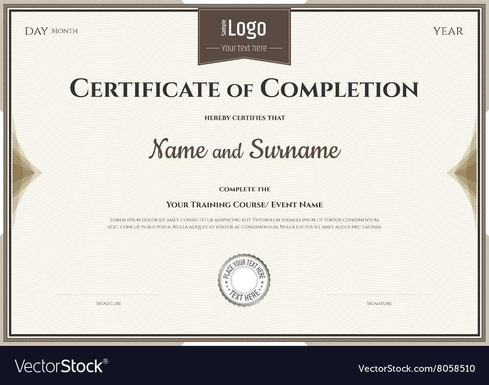Certificate Of Completion Template In Brown Throughout Blank Certificate Of Achievement Template