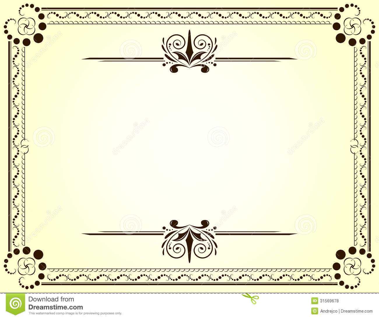 Certificate Stock Vector. Illustration Of Vignette, Frame For Blank Certificate Templates Free Download