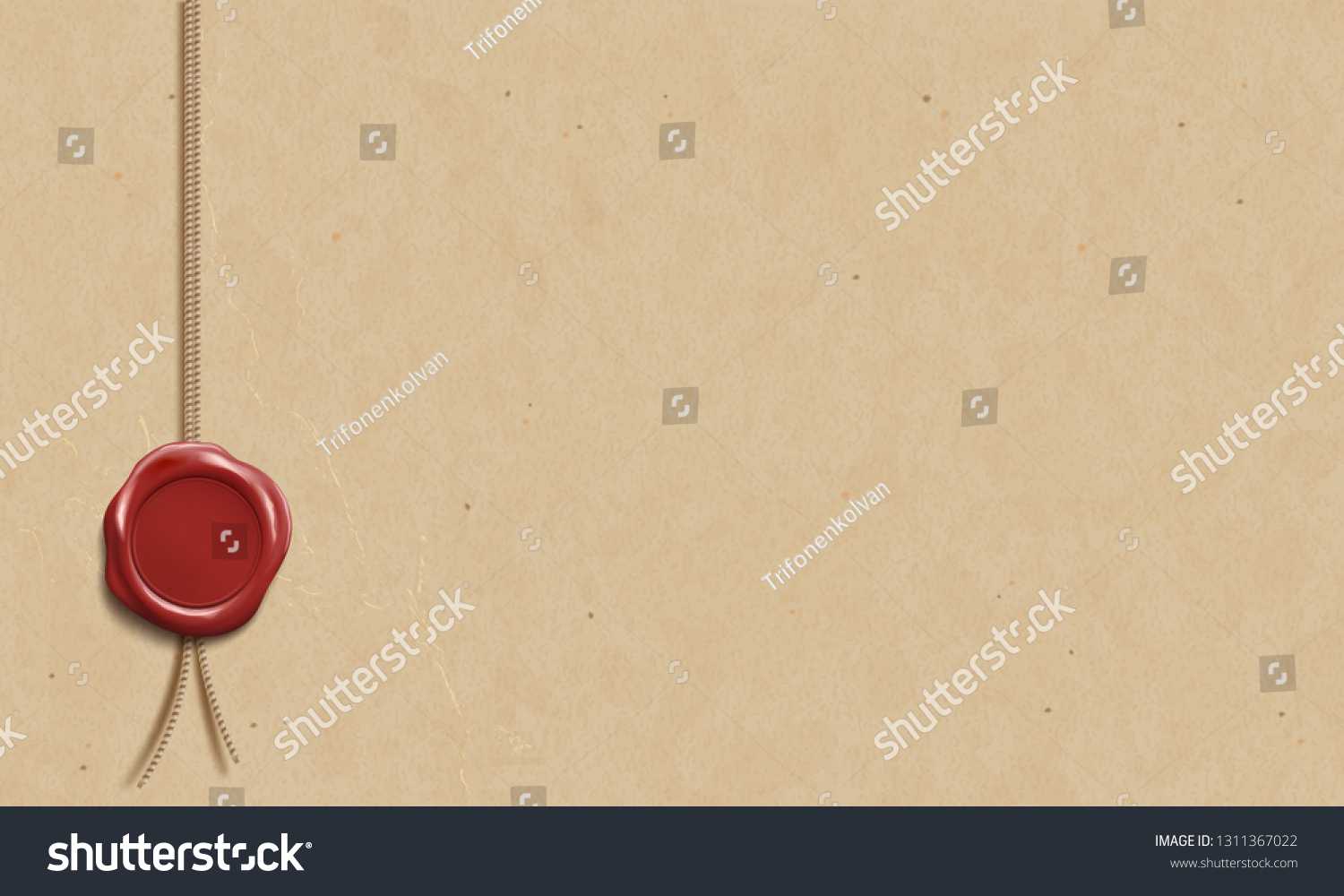 Certificate Template Wax Seal Blank Manuscript Stock Vector Inside Blank Seal Template