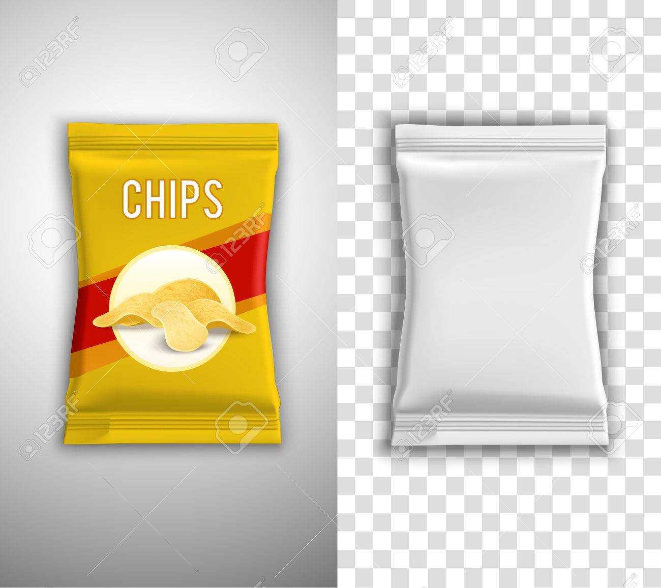 Chips Realistic Packaging Design With Blank White Template And.. Intended For Blank Packaging Templates