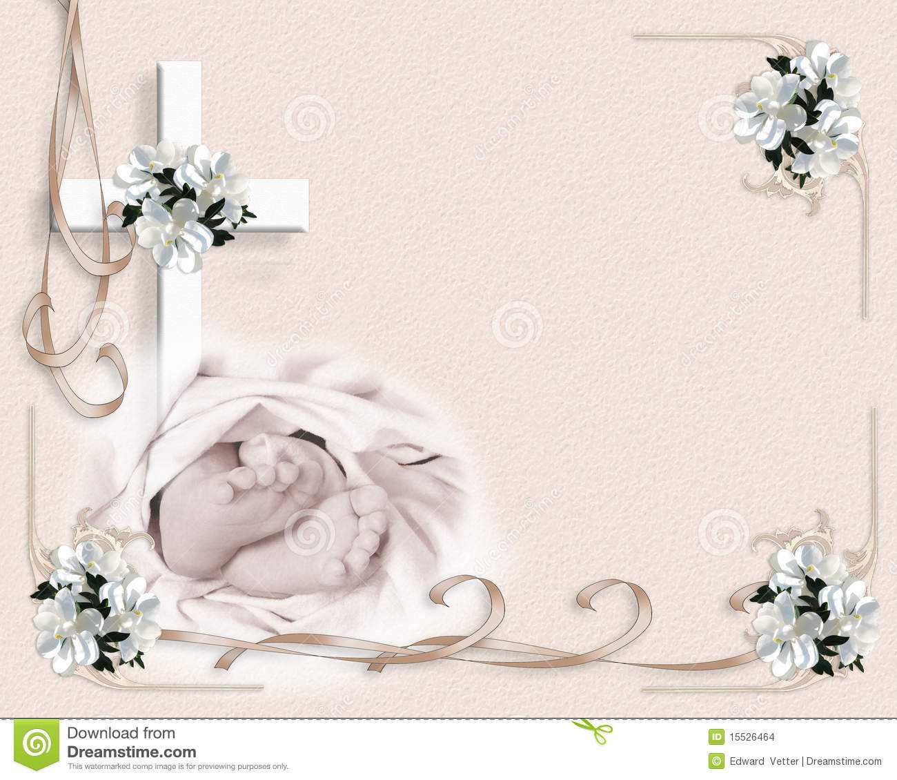 Christening Baptism Invitation Stock Illustration With Regard To Blank Christening Invitation Templates