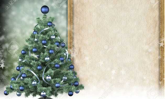 Christmas Card Template - Xmas Tree And Blank Space For Text for Blank Christmas Card Templates Free