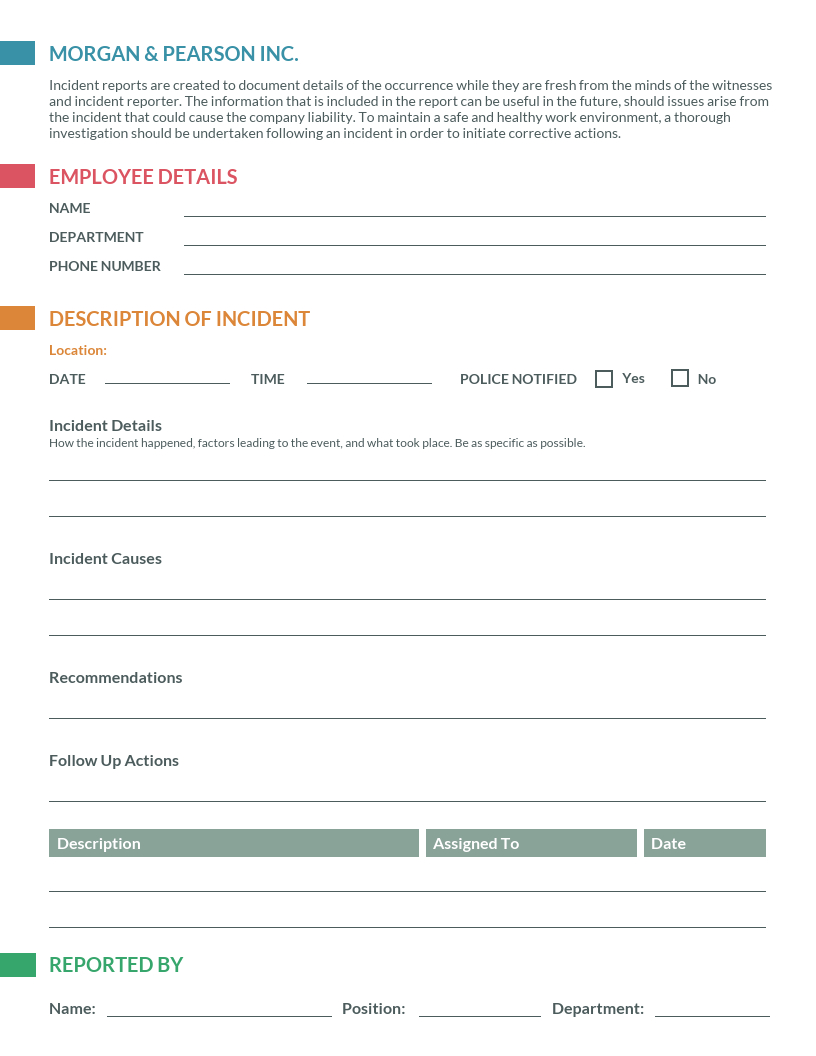 Clean Incident Report Template In Incident Summary Report Template