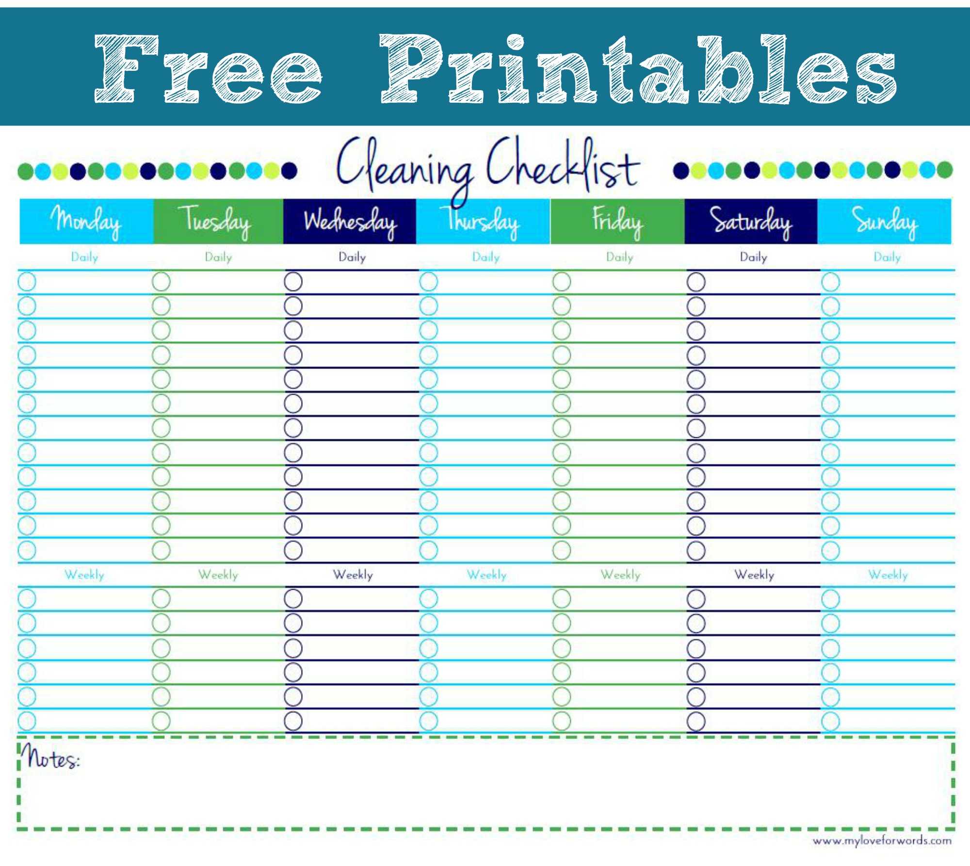 Cleaning List Template Free - Calep.midnightpig.co Pertaining To Blank Cleaning Schedule Template