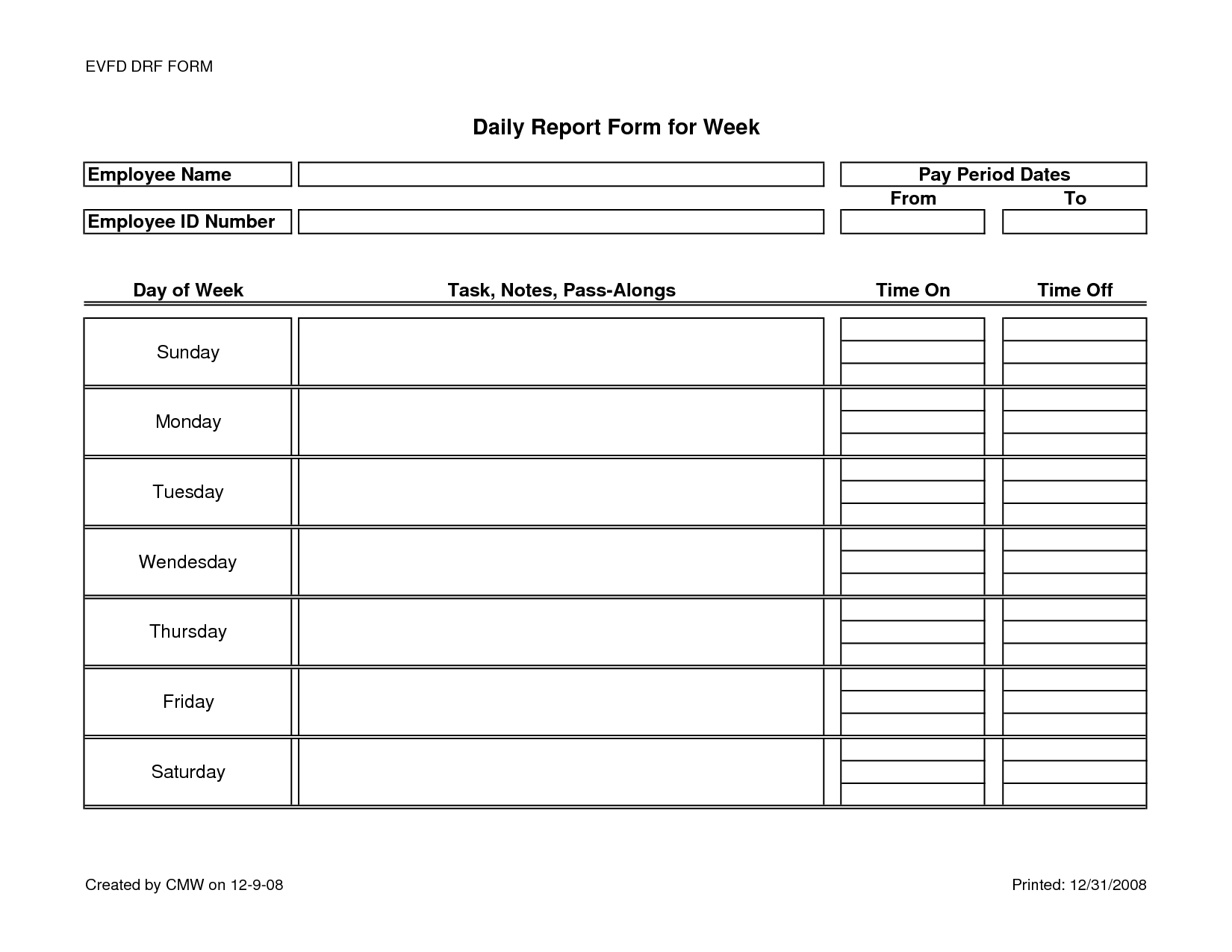 Clever Employee Daily Report Form For Week Template Sample inside Daily Work Report Template Clever Employee Daily Report Form For Week Template Sample Inside Daily Work Report Template