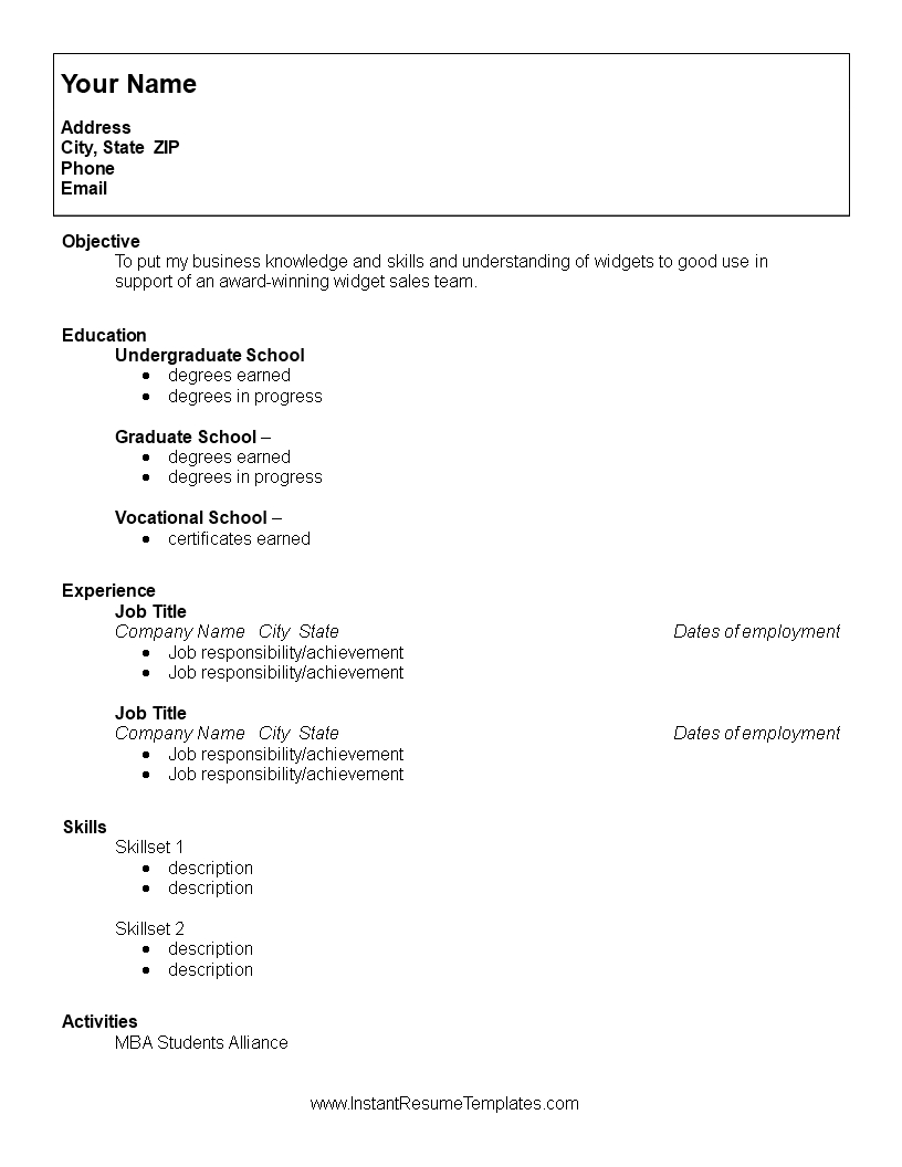 College Student Resume | Templates At Allbusinesstemplates Throughout College Student Resume Template Microsoft Word