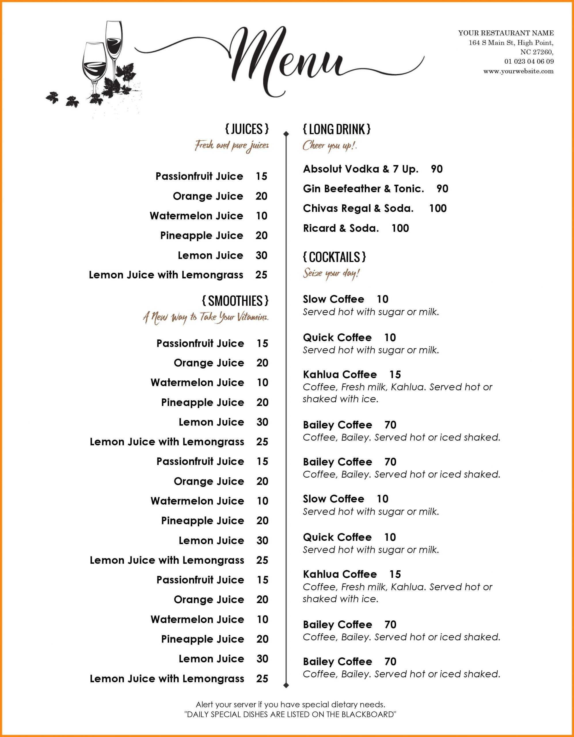 Coloring : Stunning Dinner Menu Template Word Image With Free Cafe Menu Templates For Word