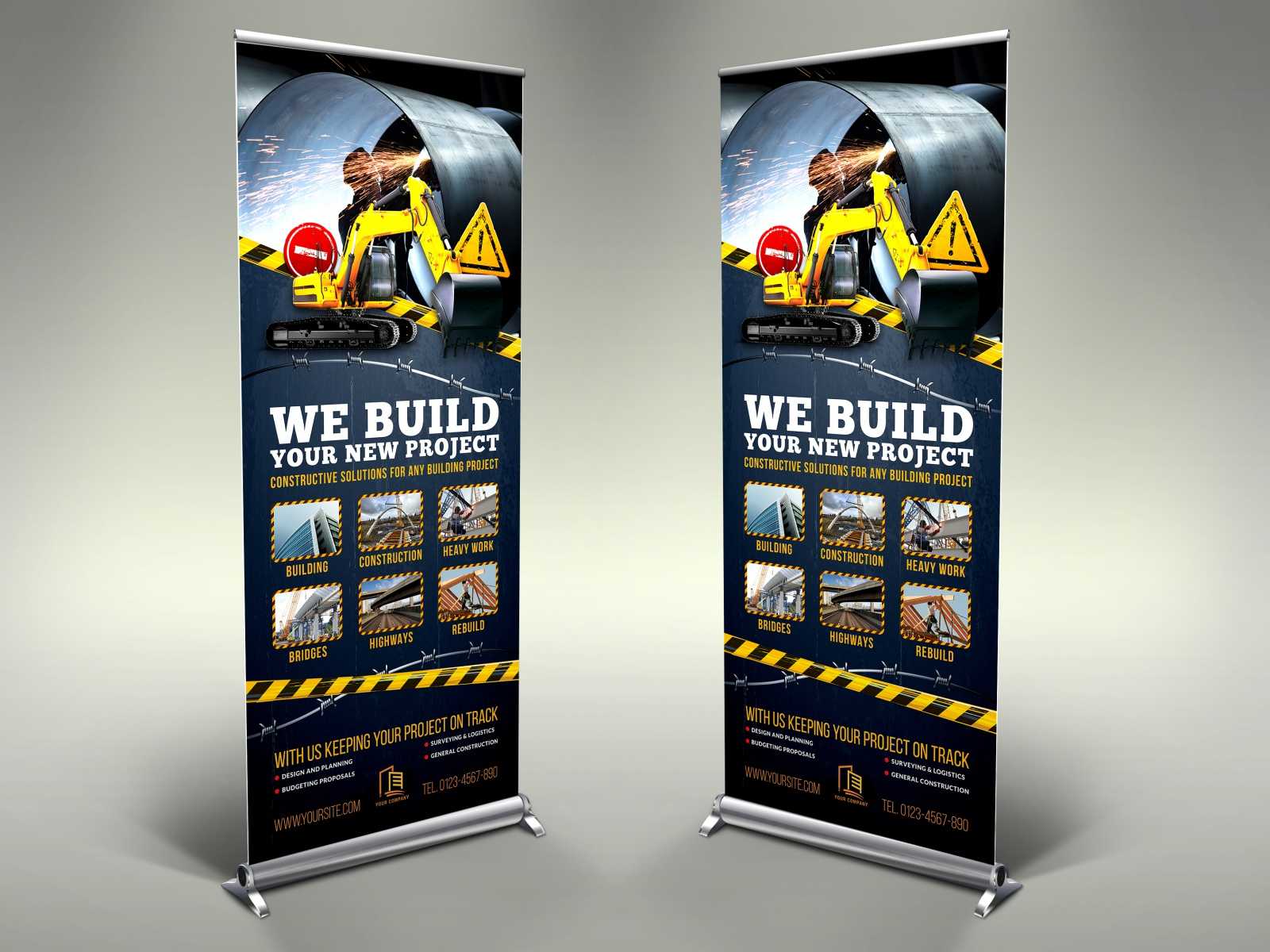 Construction Business Signage Rollup Banner Template With Product Banner Template