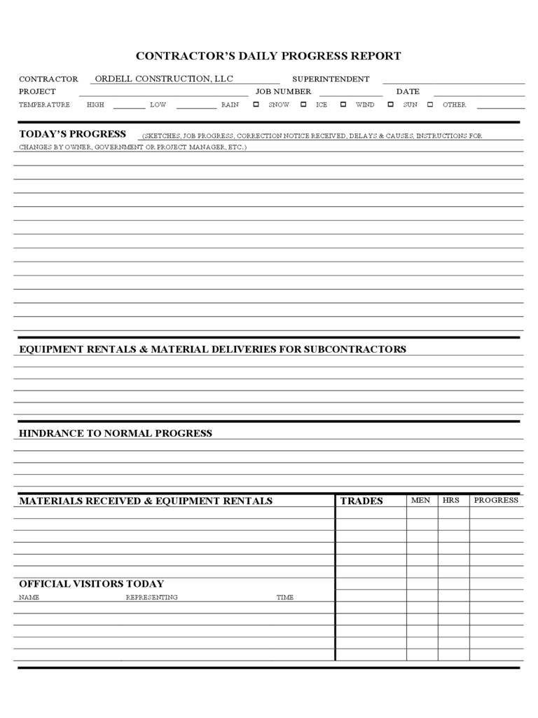 Construction Daily Report Template – 1 Free Templates In Pdf With Regard To Construction Status Report Template