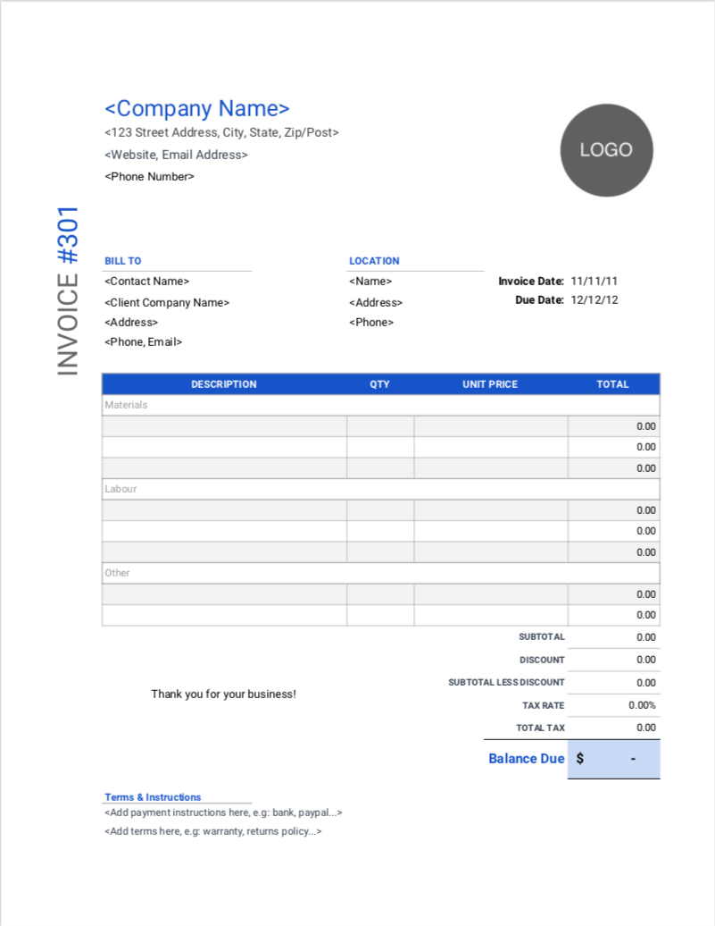 Contractor Invoice Templates | Free Download | Invoice Simple Pertaining To Free Downloadable Invoice Template For Word