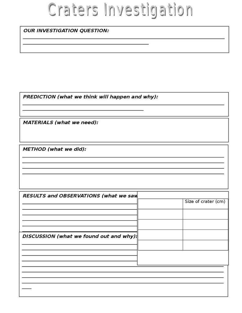 Craters Investigation Resources | Stem for Science Report Template Ks2 Craters Investigation Resources | Stem For Science Report Template Ks2