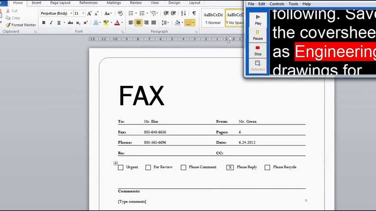 Create A Fax Cover Sheet (Microsoft Word Walk Through) Pertaining To Fax Cover Sheet Template Word 2010