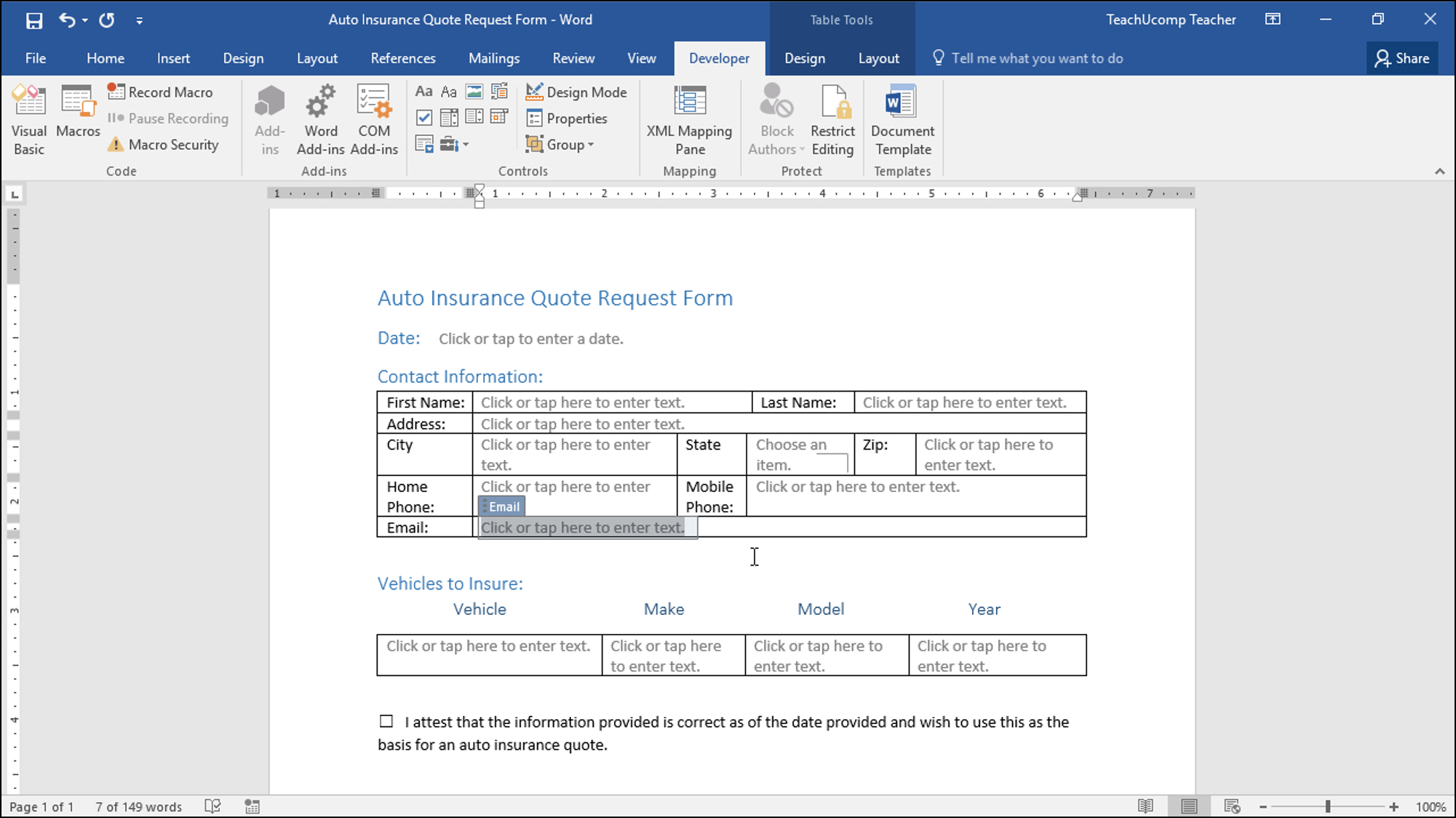 Create A Form In Word  Instructions And Video Lesson Throughout Word Macro Enabled Template