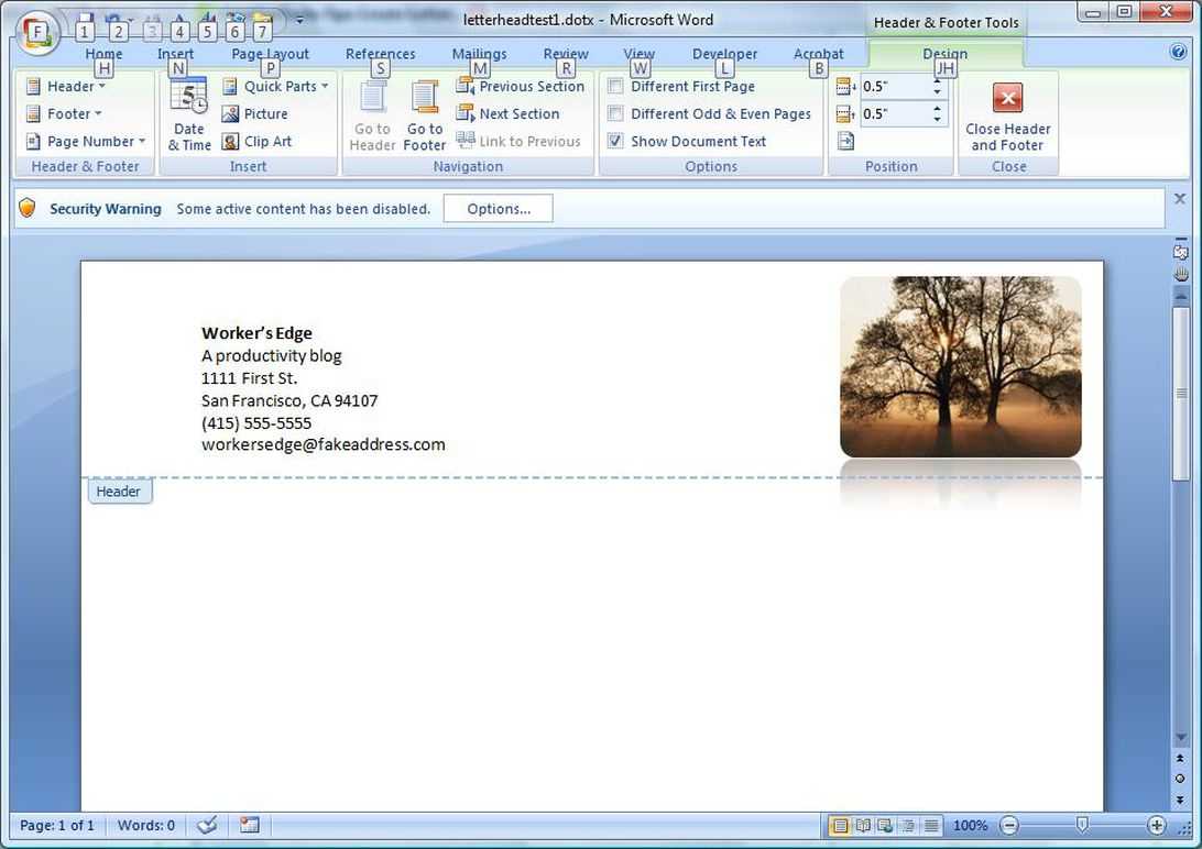 Create A Letterhead Template In Microsoft Word – Cnet Regarding Word 2010 Templates And Add Ins