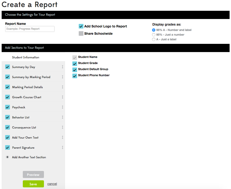 Create A New Student Report – Kickboard Support Center With Daily Behavior Report Template