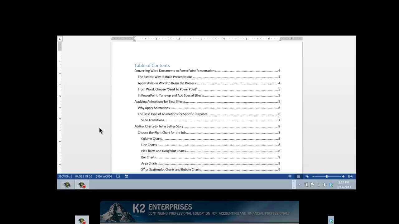 Creating A Table Of Contents In Word With Regard To Word 2013 Table Of Contents Template
