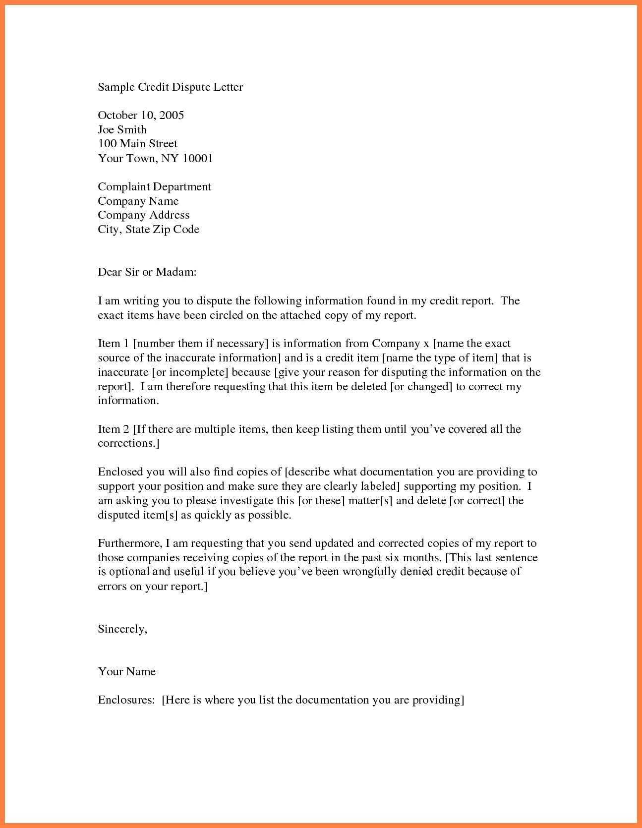 Credit Dispute Template – Calep.midnightpig.co With Credit Report Dispute Letter Template