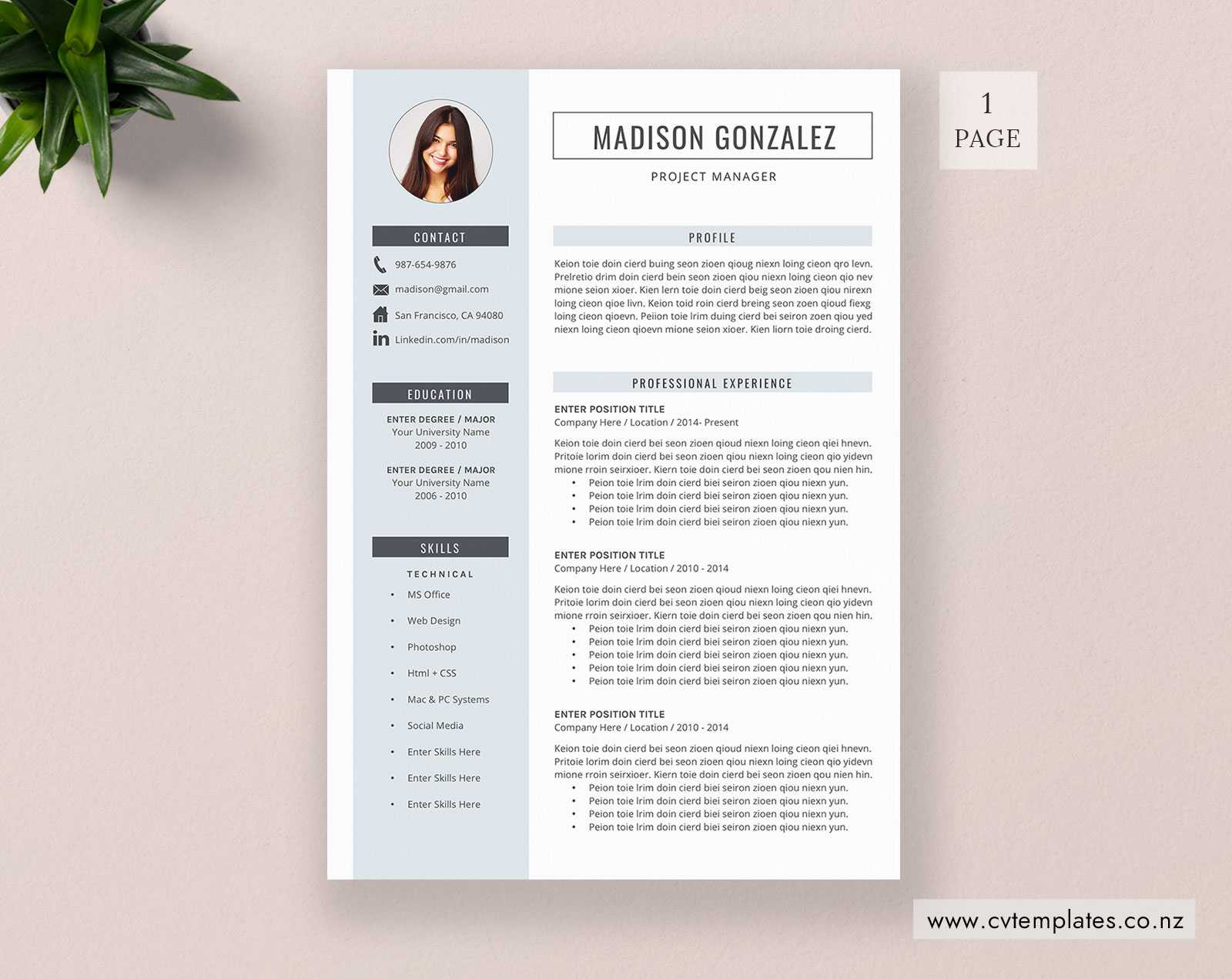 Cv Template, Professional Curriculum Vitae, Minimalist Cv Template Design,  Ms Word, Cover Letter, 1, 2 And 3 Page, Simple Resume Template, Instant Within Microsoft Word Cover Page Templates Download