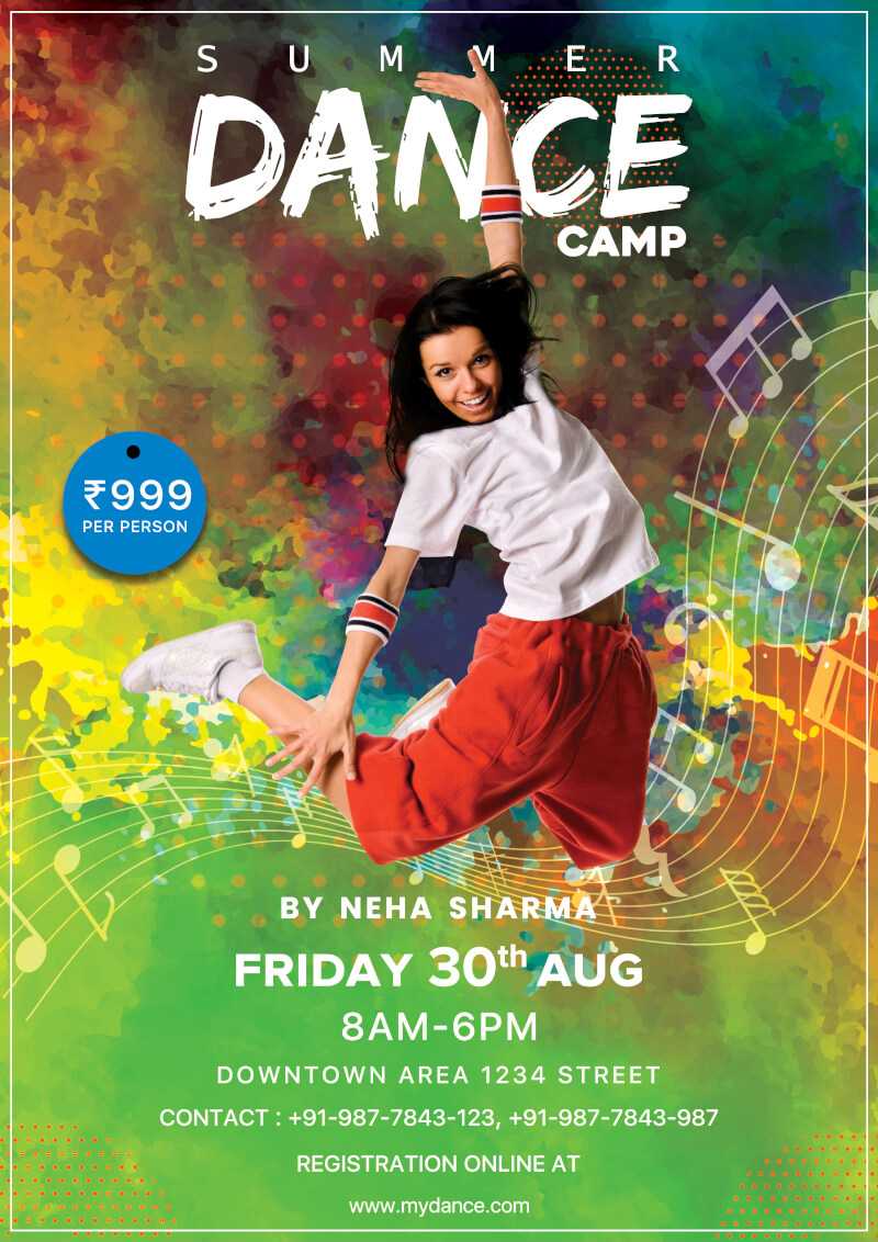 Dance Camp Flyer Free Psd Template | Psddaddy Within Dance Flyer Template Word