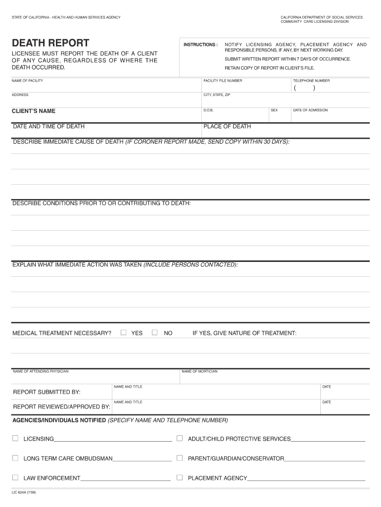 Death Report Form – Fill Out And Sign Printable Pdf Template | Signnow Intended For Hurt Feelings Report Template