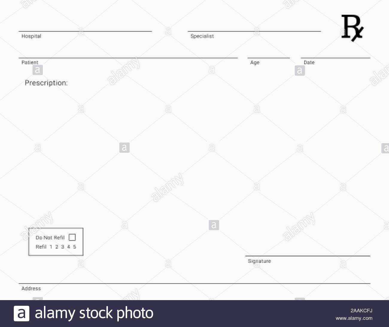 Doctor's Rx Pad Template. Blank Medical Prescription Form With Blank Prescription Form Template