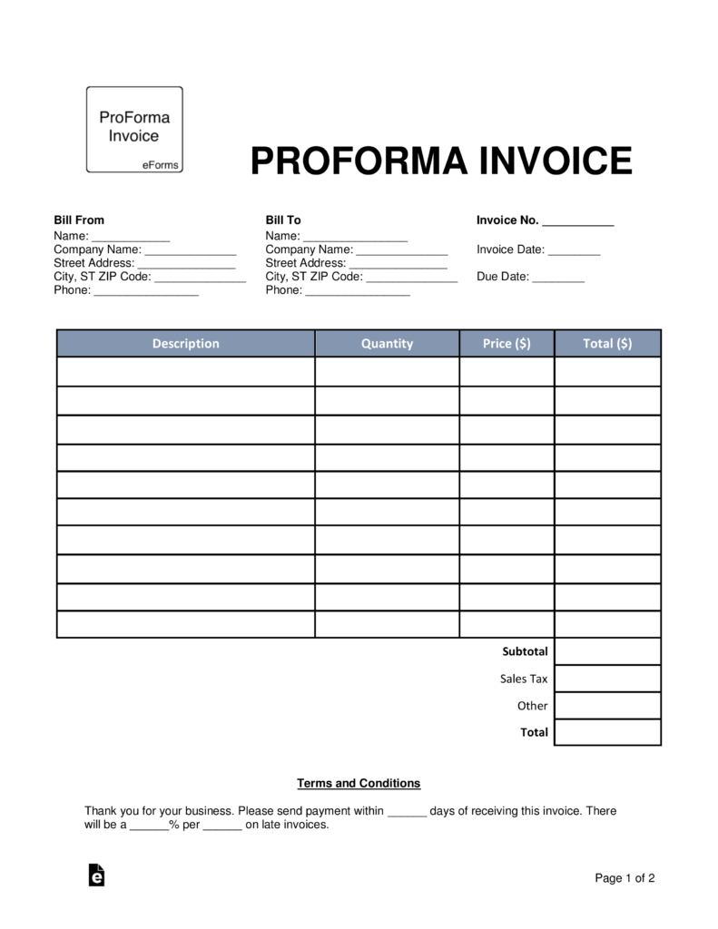 Download A Proforma Invoice For 2019 | Template Samples Within Free Proforma Invoice Template Word