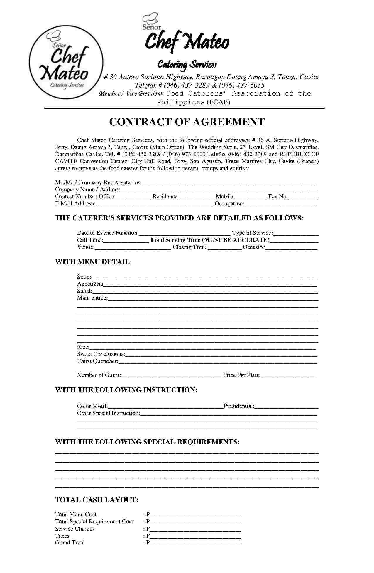 Download Catering Contract Style 5 Template For Free At Inside Catering Contract Template Word