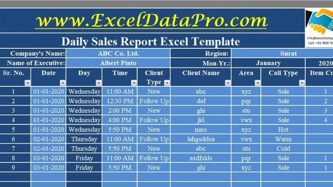 Download Daily Sales Report Excel Template – Exceldatapro Intended For Sales Rep Visit Report Template