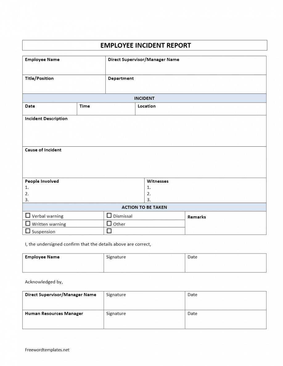Editable Employee Incident Report Customer Incident Report Within Employee Incident Report Templates