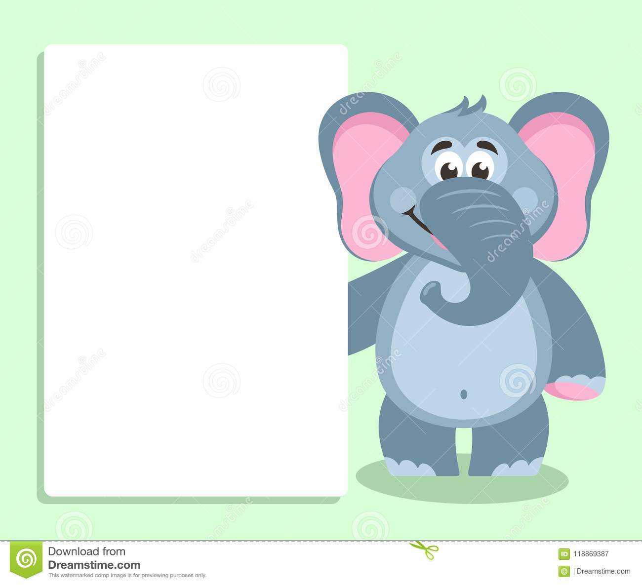 Elephant With White Board. Template For Your Text. Stock Pertaining To Blank Elephant Template