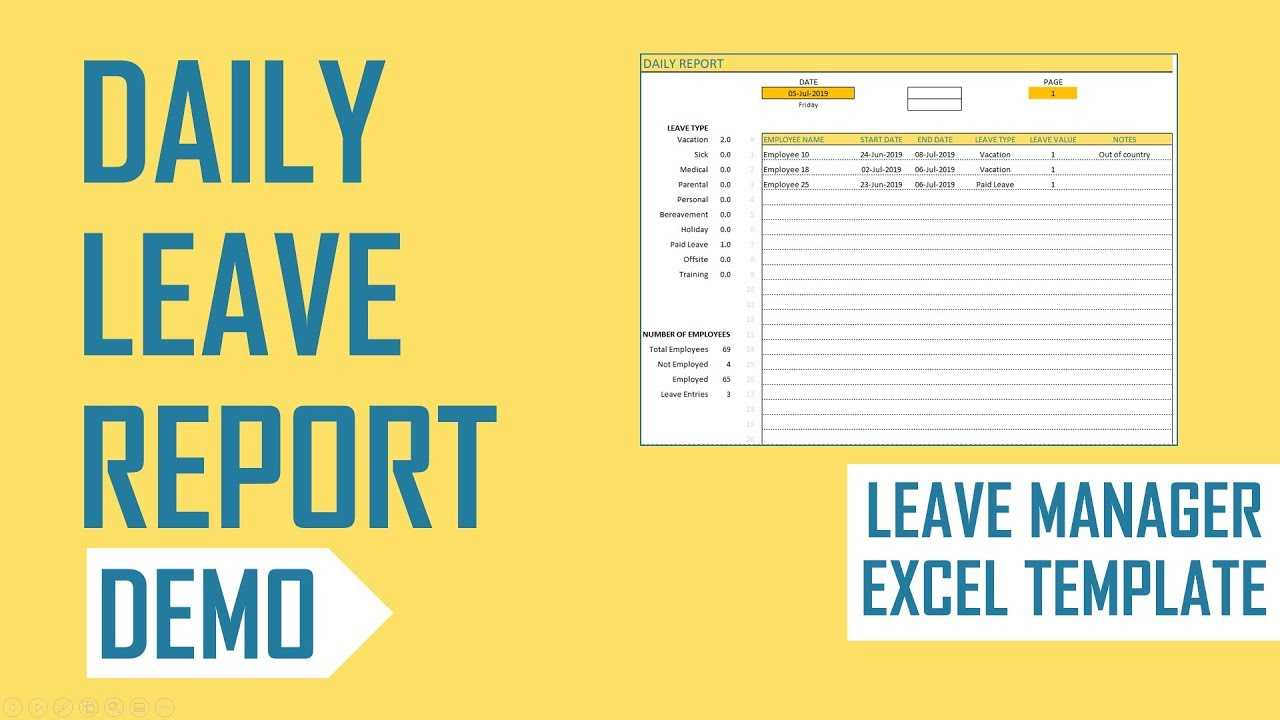 Employee Leave Manager Excel Template - Daily Report with regard to Employee Daily Report Template Employee Leave Manager Excel Template – Daily Report With Regard To Employee Daily Report Template