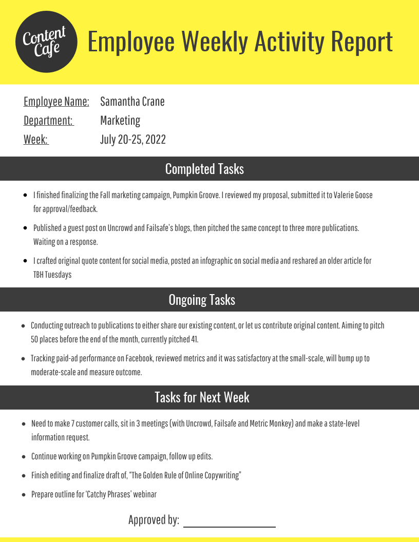 Employee Weekly Report With Regard To Social Media Weekly Report Template