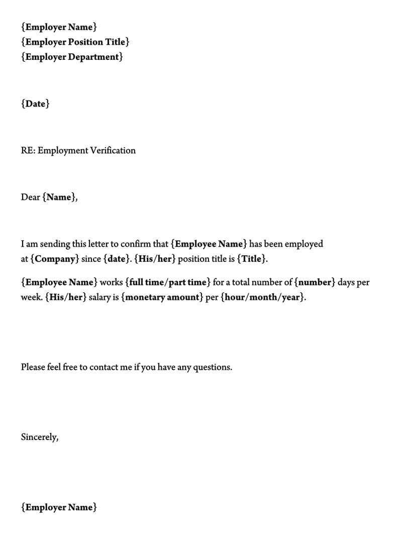 Employment Verification Letter (40+ Sample Letters And Within Employment Verification Letter Template Word