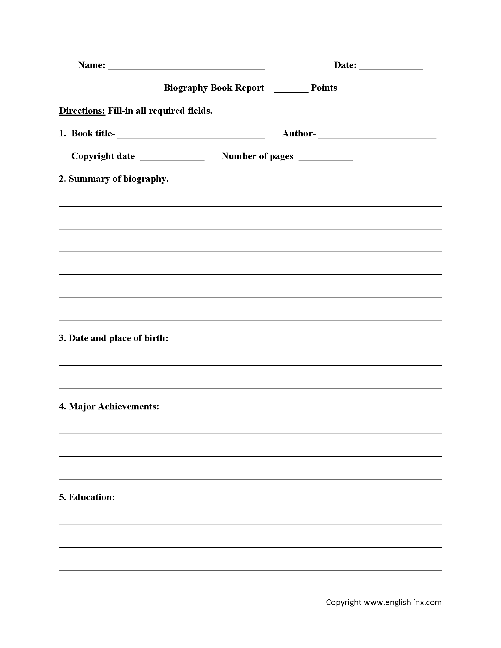 Englishlinx | Book Report Worksheets Regarding Book Report Template 5Th Grade