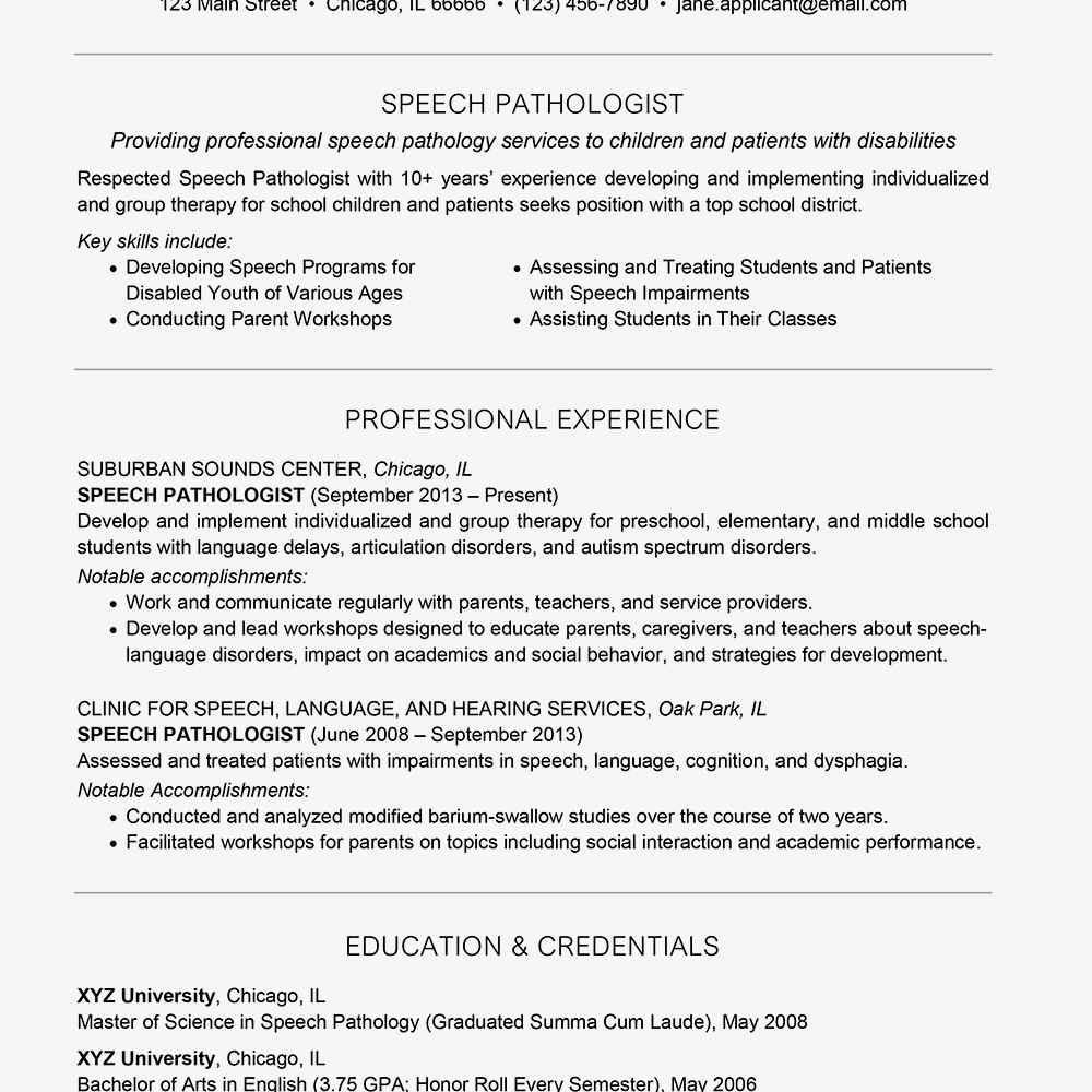 Examples Of A Speech Pathologist Resume And Cover Letter Intended For Speech And Language Report Template