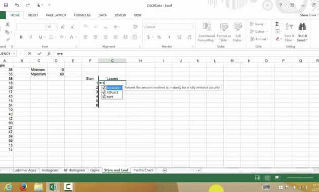 Excel Creating A Stem And Leaf Plot with Blank Stem And Leaf Plot Template