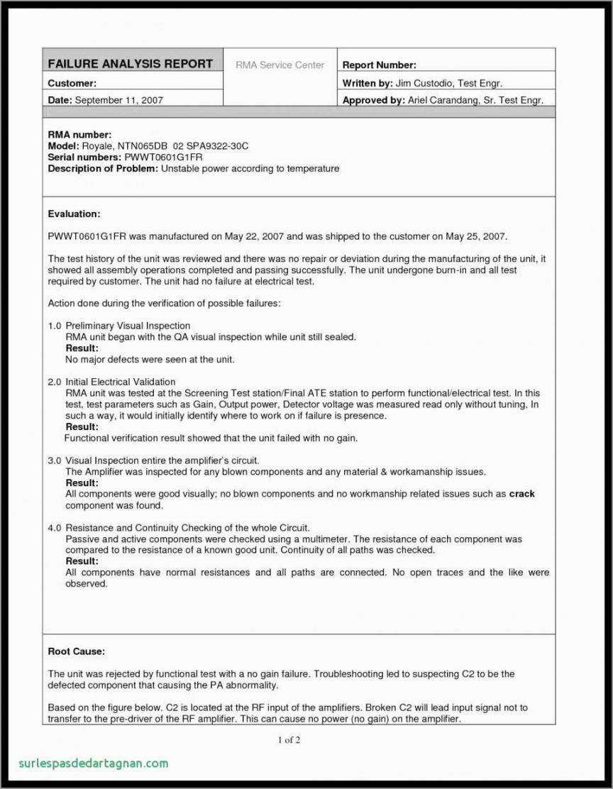 Failure Analysis Report Template With Regard To Root Cause Report Template